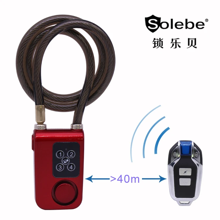 modern electronic  u keyless door bicycle parking cable alarm padlock remote control digital motorcycle anti-theft lock