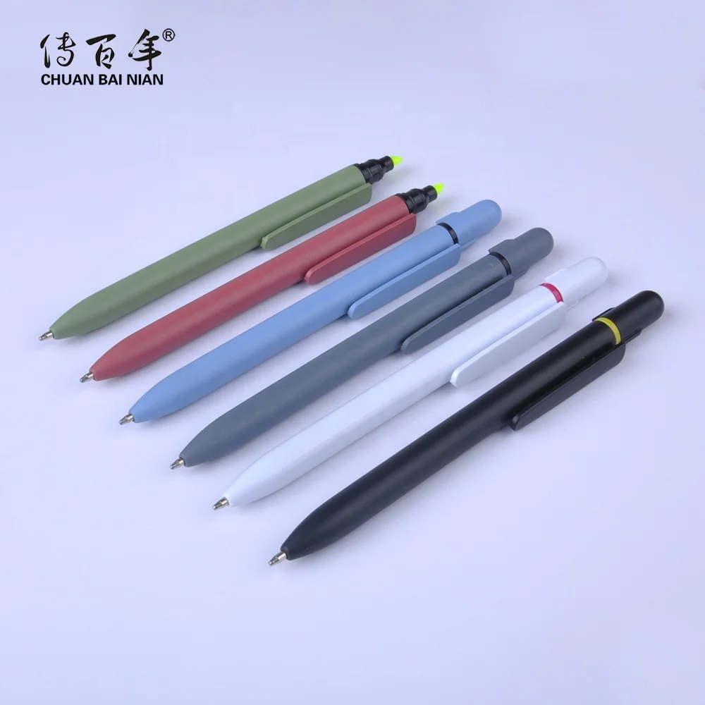 New Design Promotional Simple Double Side Ball Pen with Highlighter