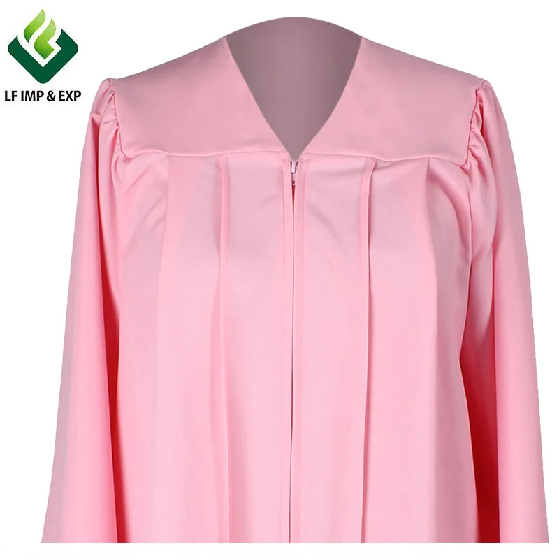 100% Matt Polyester Finish Pink Prom Graduation Gown