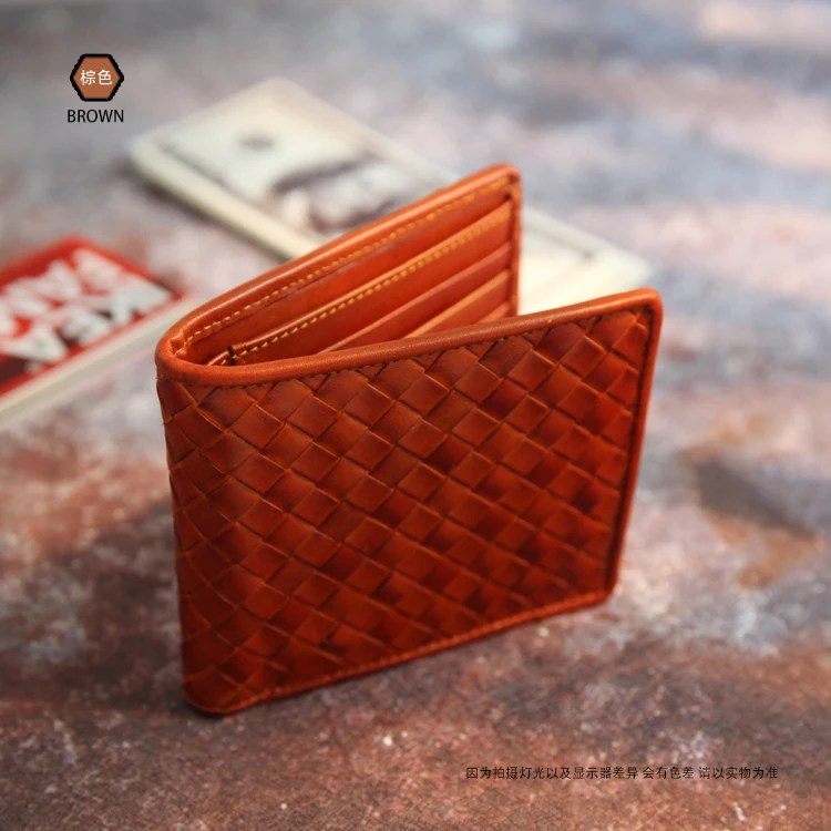 Best Real Black Men Slim Vegetable Tanned Cow Leather Wallet Card Holder Women 6608