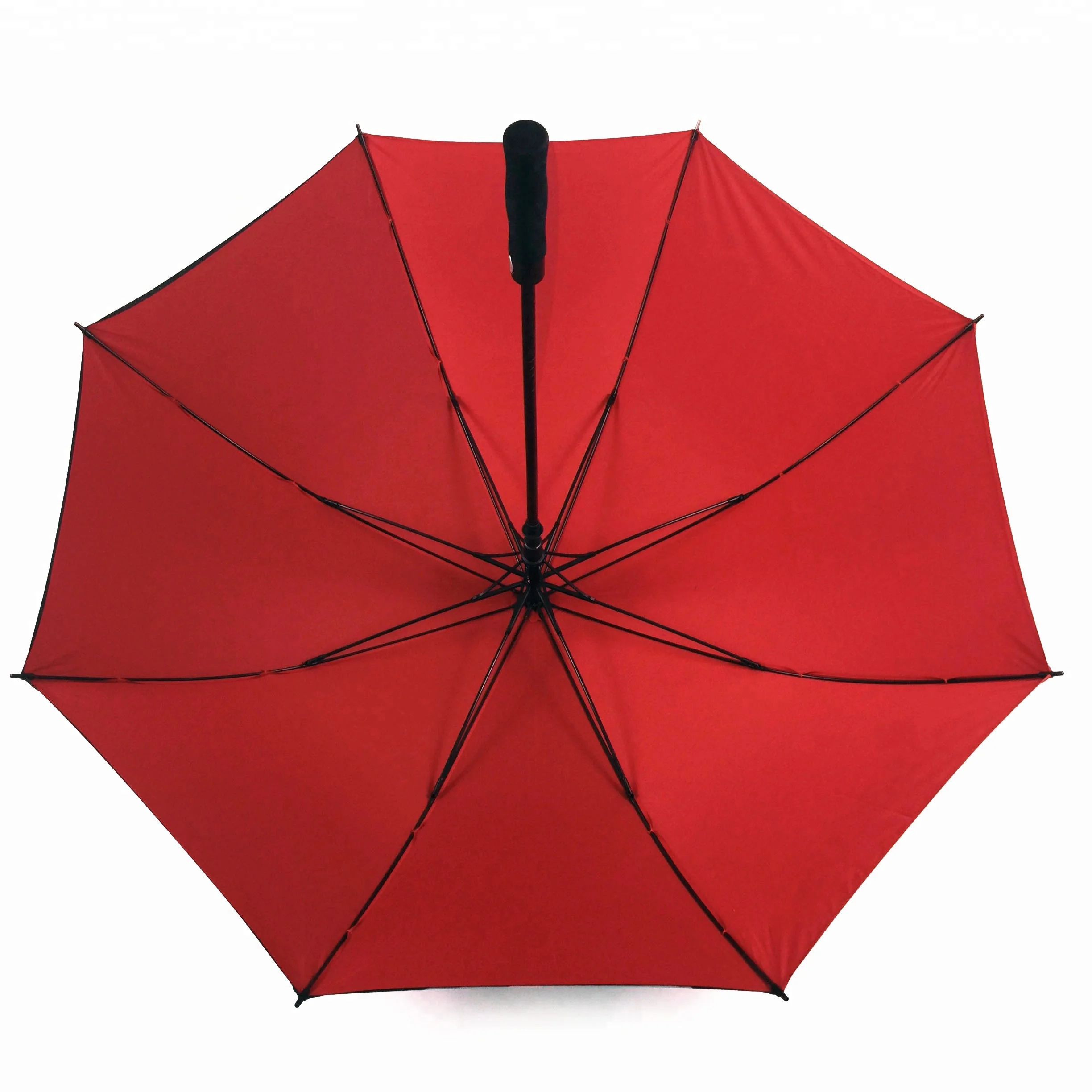 Staight Auto Open Vented Twin Canopy Stormproof Two Colors Red Black Golf Umbrella