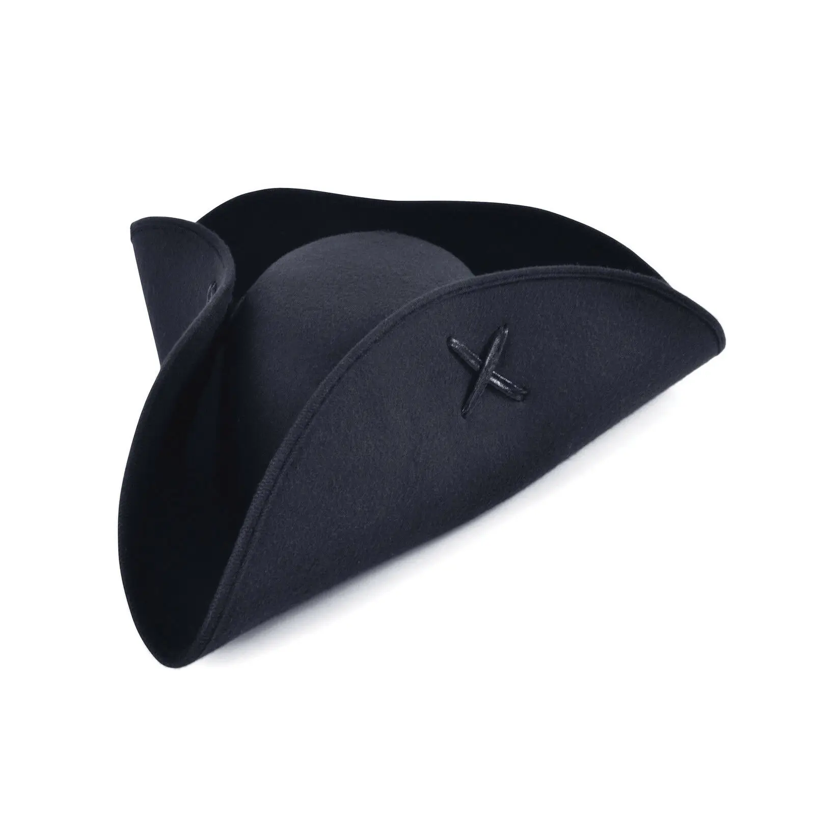 Adult Black Pirate Tricorn Wool Felt Hat Fancy Dress Accessory CG639 (62162935921)