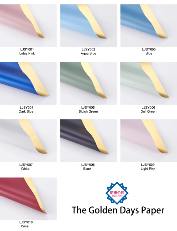 
Flower Wrapping Paper Florist Bi-Color Golden Waterproof Plastic Wrapper Korean Solid Color 