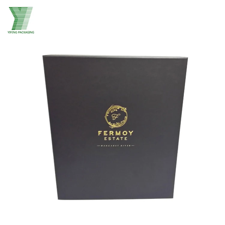 New arrival premium gift wine box packaging 750ml champagne bottle and cups black wine paper box
