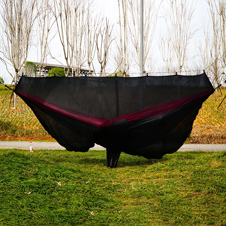 Manufacturer Stylish Lightweight Sturdy Pink Nylon Camping Hammock Tent With Mosquito Net For Outdoor Travel