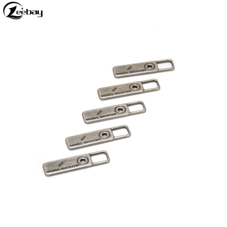Metal hardware brand logo wallet zipper puller custom clothing zip slider puller