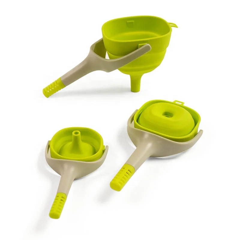3 Pieces Kitchen Accessories Gadget Silicone Collapsible Oil Funnel Kitchen Folding Funnel for Liquid Transfer