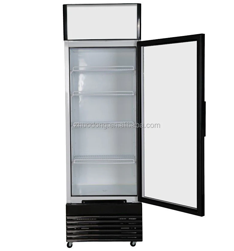 300L glass front vertical fridge display freezer