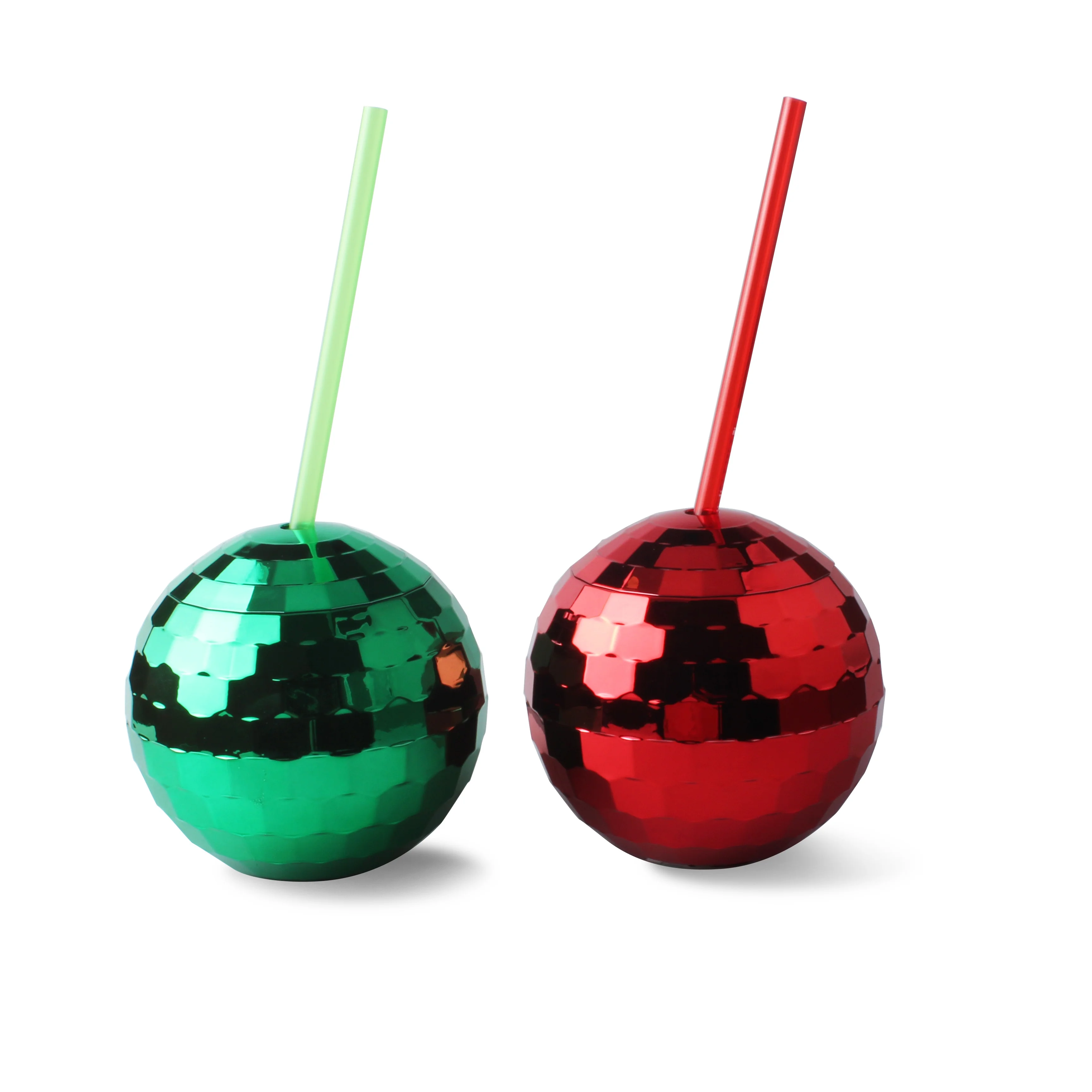 pink color disco ball cocktail cup BPA free with lid and straw