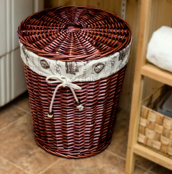 wholesale factory price handmade rustic rattan wicker laundry basket with lids