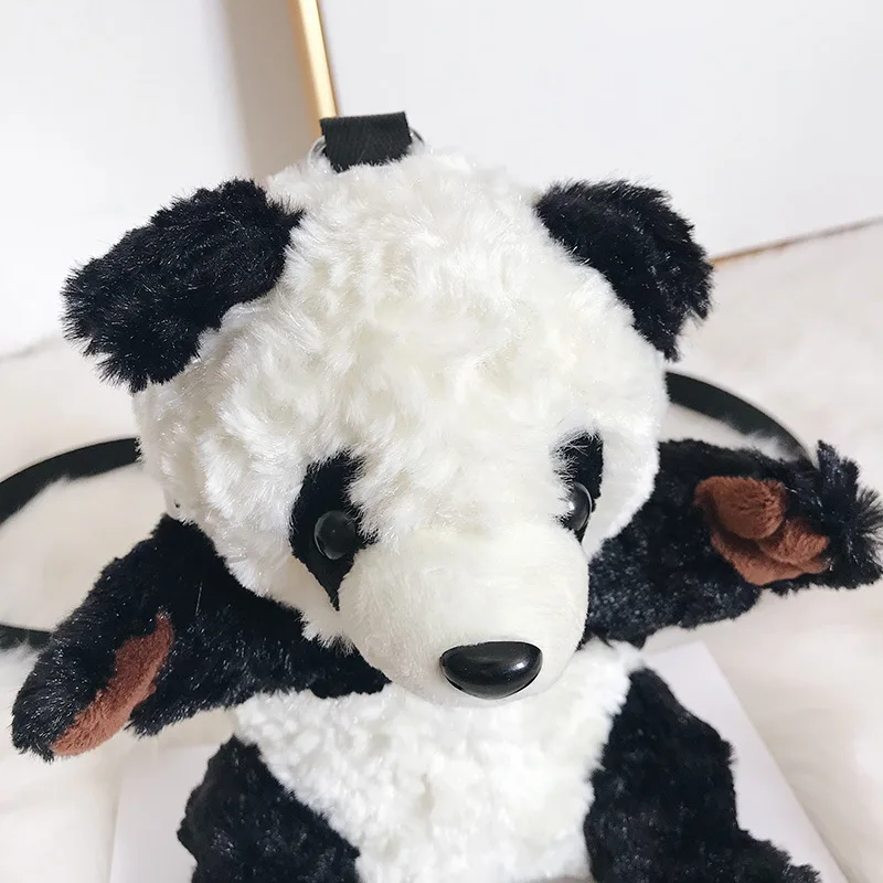 Hot crossbody bag cute and plush fur panda toy handbag for ladies