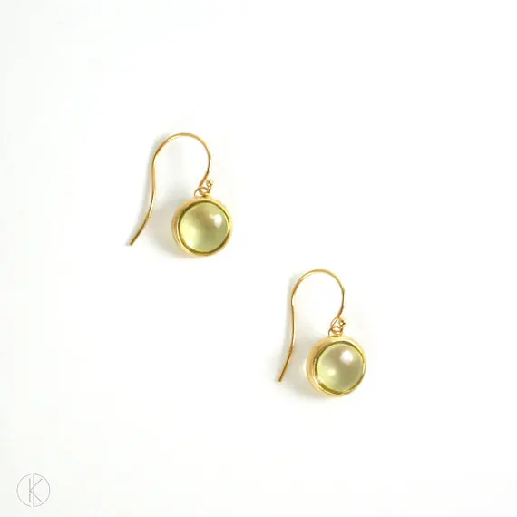 925 sterling silver lemon topaz gemstone gold vermeil bezel earrings