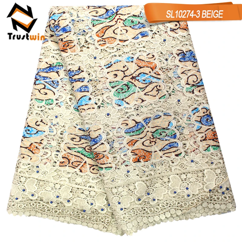 Meilleure Vente Tissu Africain Wax Ankara Cordon Broderie Guipure Dentelle Lace