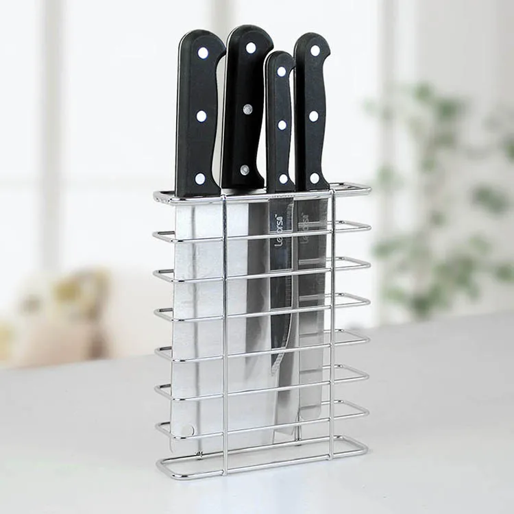 Kitchen Chopping Home Organizer Tool Stainless Steel Knife Block Holder Stainless Steel Knife Block Holder