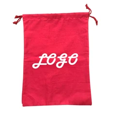 Заводская цена рекламная индивидуальная шелковая печать логотип красный большой органический 5 унций хлопковый Подарочный упаковочный пакет упаковочный мешок на шнурке 01