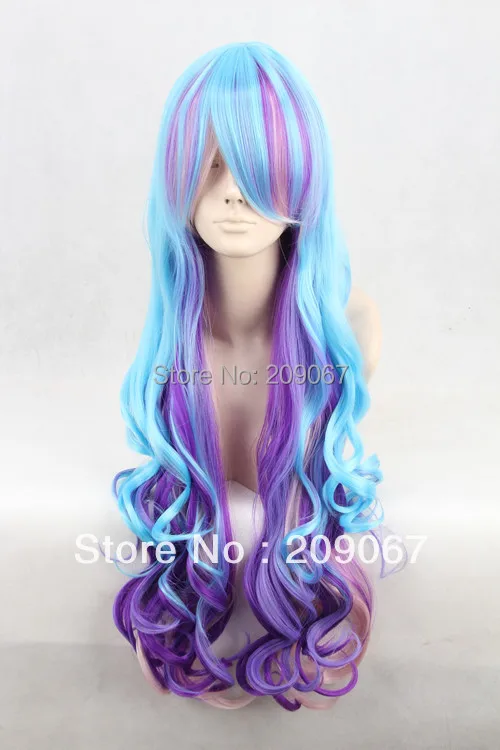 Wholesale Blue/Purple/Pink Mixed Wavy Curly Long Cosplay