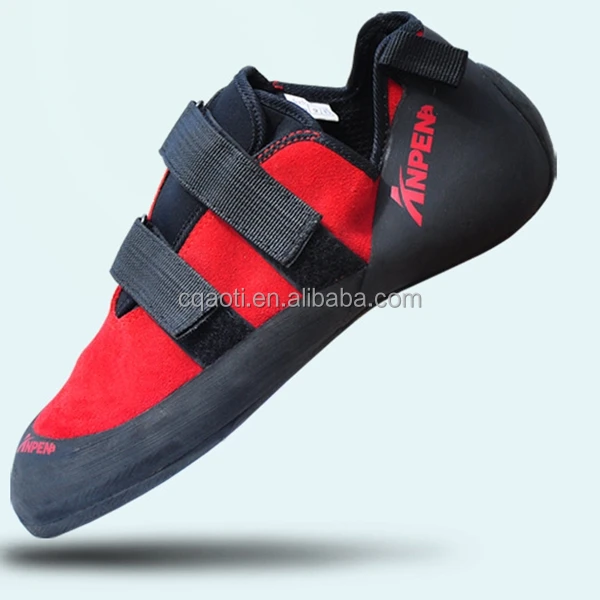 Red Genuine Leather Slip resistant Rock Climbing Boulder Shoes For Adult