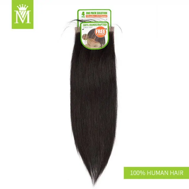 MALAIKA  human hair bundles deal with closure  Natural Color Peruvian Human Hair Weave Bundles Remy Hair weaving For Women