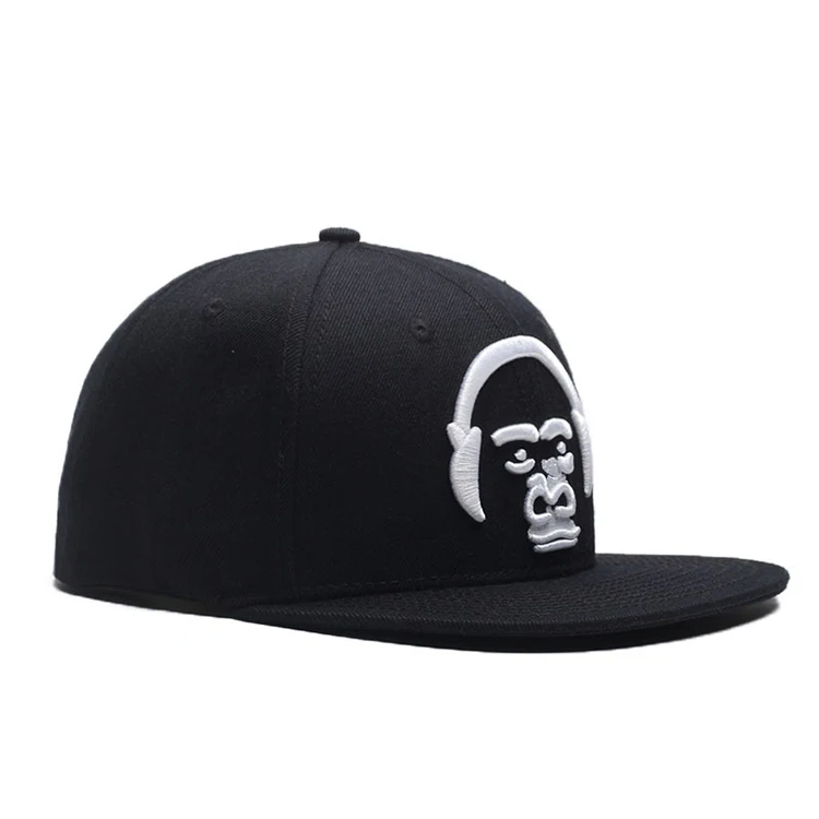 Custom 3d puff embroidery cheap black 6-panel waterproof hip hop snapback dad hat