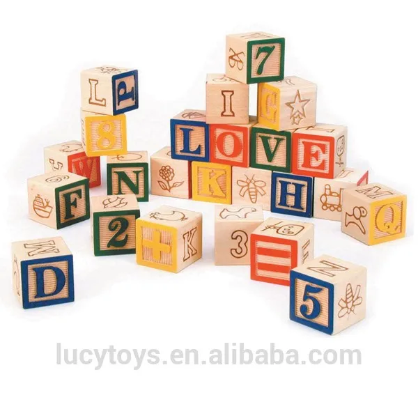 50 PCS Early Education ABC Alphabet Cube Kids Educational Toy Large Alphabet Wooden Building Blocks