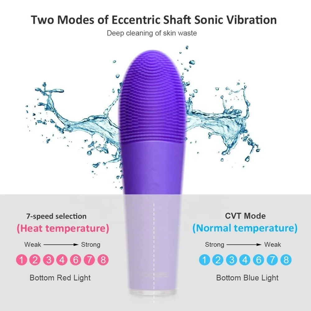 Dual-use Silicone Facial Cleansing Brush IPX7 Waterproof Electric Face Cleanser Massager Brush Rechargeable Silicone Brush