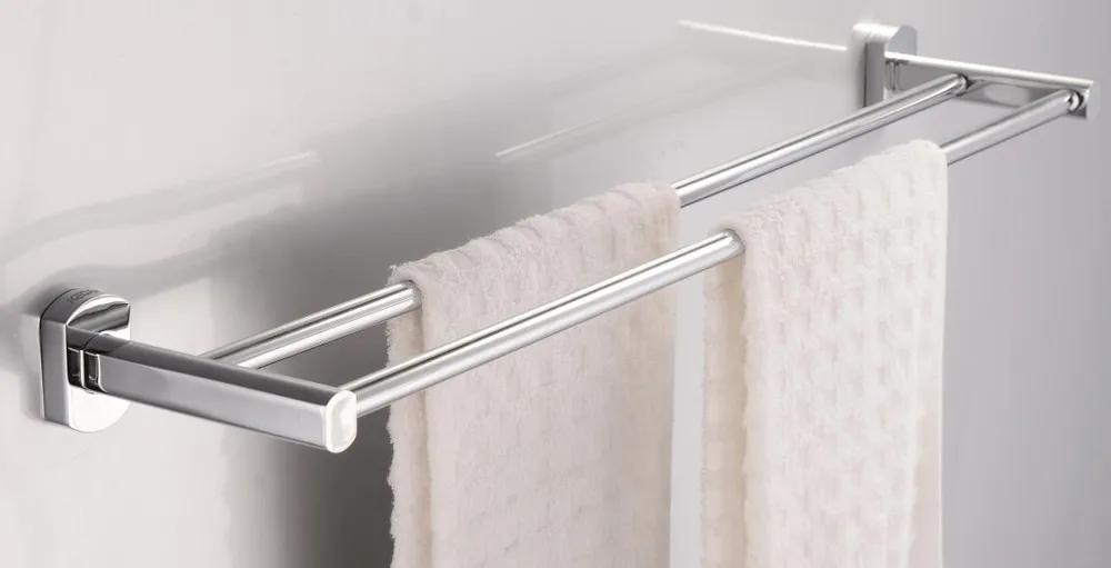 
wall mounted hotel style bathroom chrome plated stainless steel double heated towel rail 