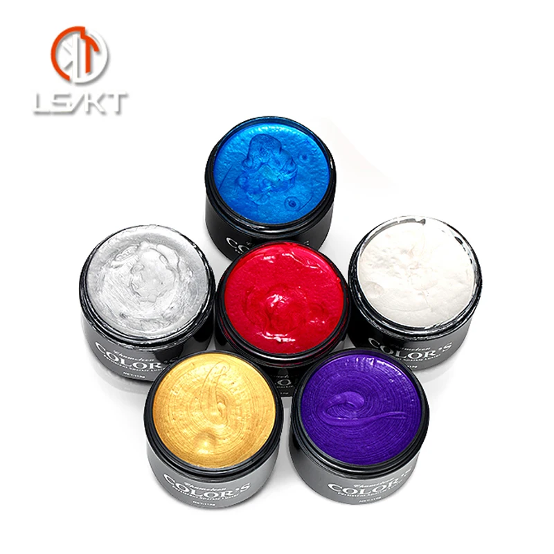 
Private label strong hold hair color wax with hair clay mix color salon strong hold water based vanilla pomade in 150g