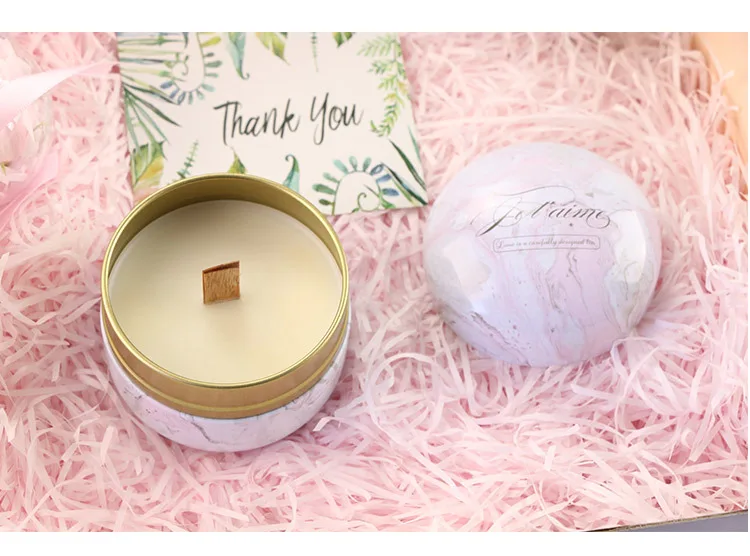 
jar with lid holder metal wooden wick scented wholesale candle tin 