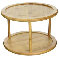 Bamboo round dining 2 tier lazy susan turntable for table wholesale
