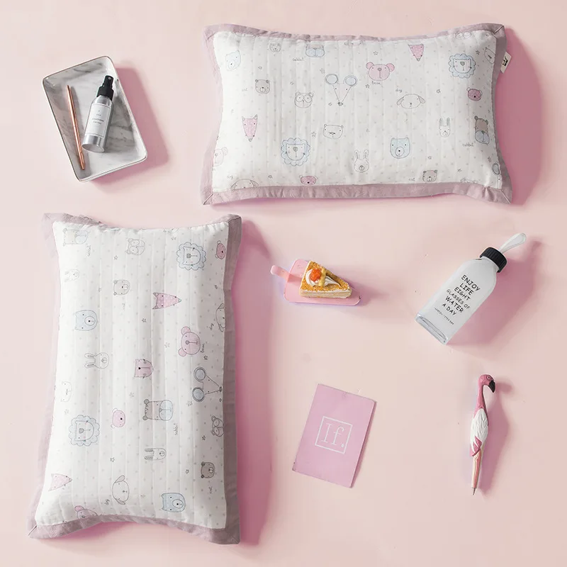 Wholesale Pillowcase for Baby Kids Toddler 100% Musin Cotton 2 Layer High Quality