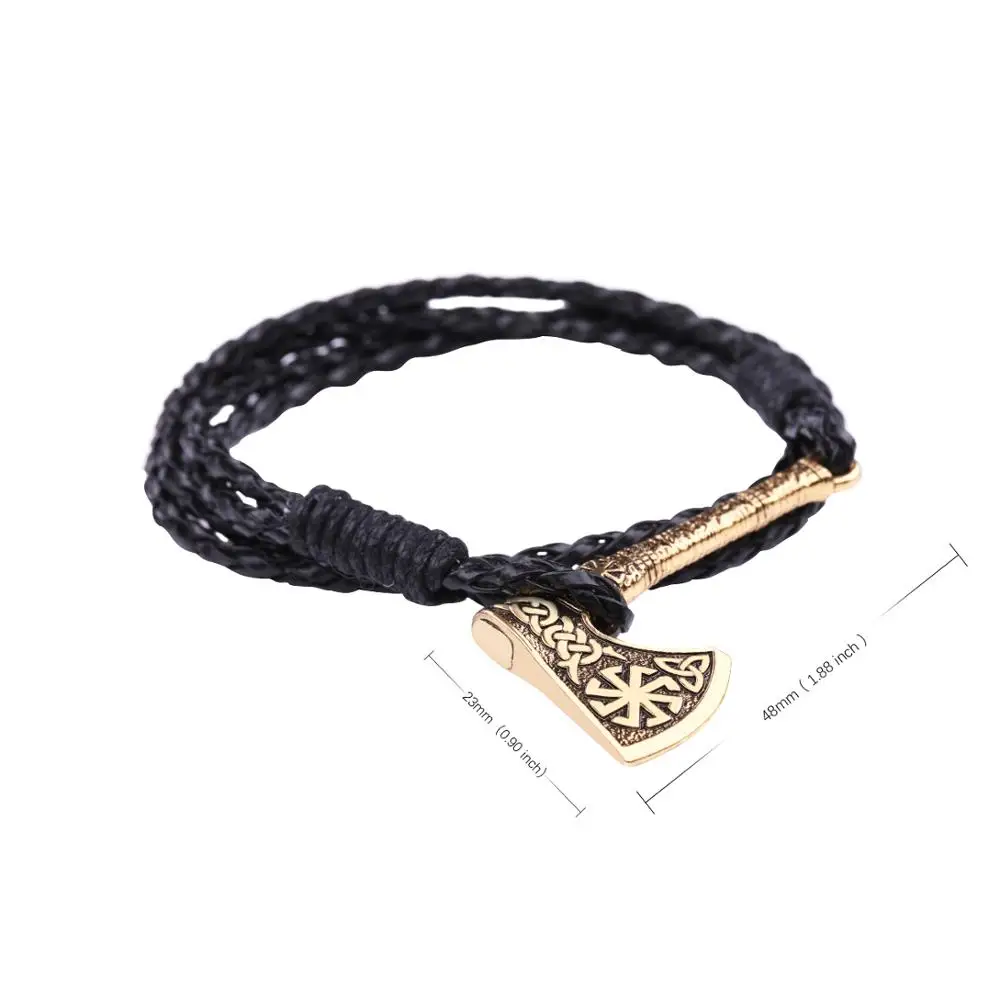 Slavic Talisman Kolovrat Sun Wheel Amulet Braided leather Axe Pendant Bracelets