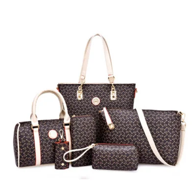 wholesale american famous brand women handbags set 6 pcs ladies purse bags with zipper