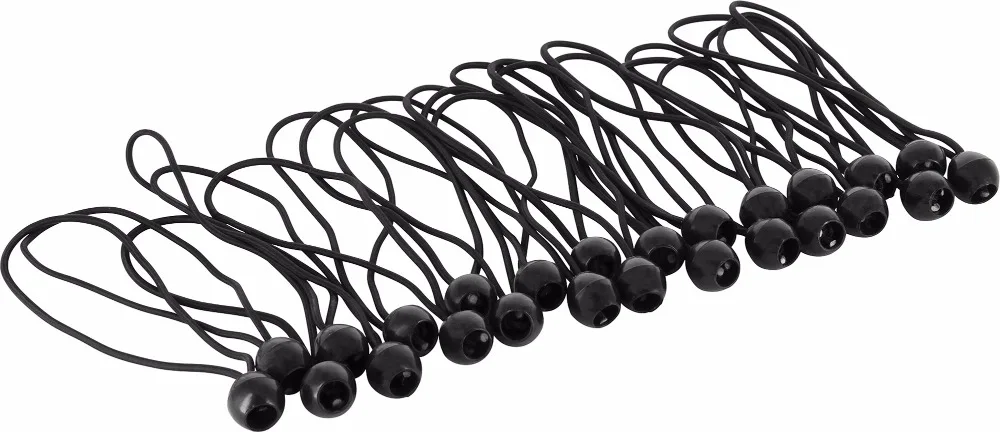 Black elastic loop braided string cords with plastic ends ball