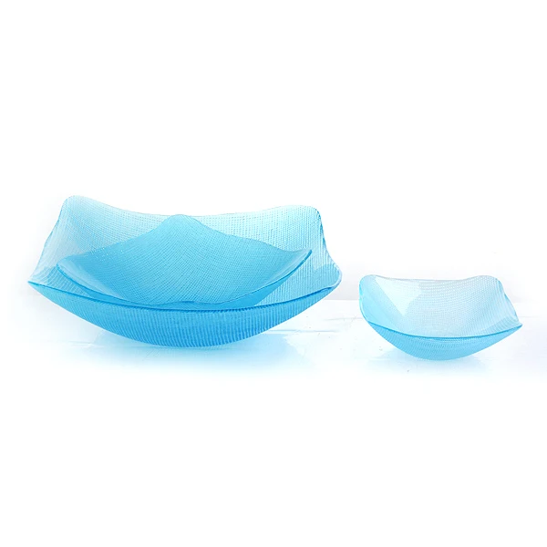 
Square Blue clear glass plates 3 pcs of set Pasted test 
