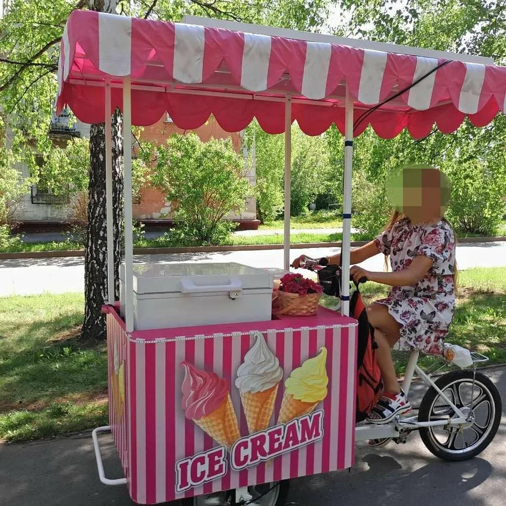 Three wheel ice cream bike with 108L solar freezer truck