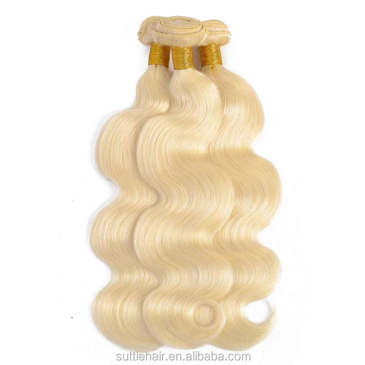 Brazilian 613 virgin Hair Weave Bundles 613# Platinum Blonde body wave Remy Human Hair 3 Bundles With frontal
