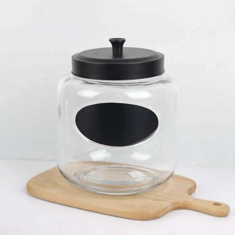 Wholesale 5500ml 4000ml 3000ml clear glass storage jar candy jar with metal lid