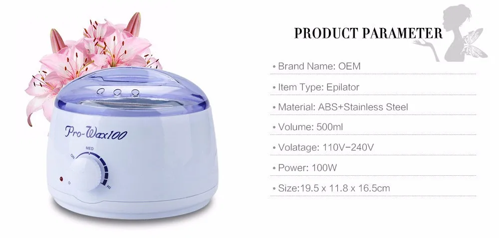 Wax Warmer, Wax Hair Removal Kit +4 bags of Hard Wax Beans + 10 Wax Applicator Sticks (wax warmer+4 bags wax beans)