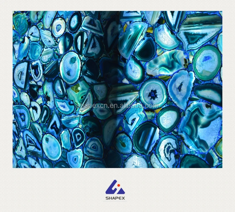 
Custom cut blue onyx salb agate marble table top 