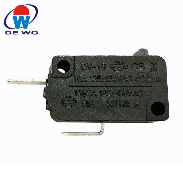 China micro switch supplier 2 pins 16a 250vac 40t125 PBT material micro switch for dishwasher