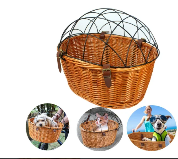Wicker Dog Basket for Bikes Cat Carrier Pet Carrier