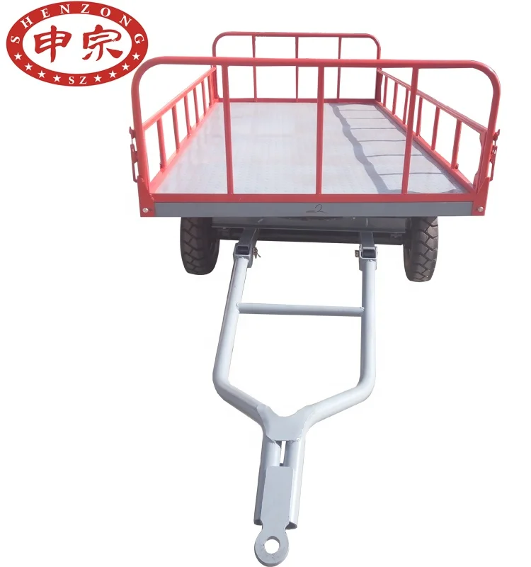 forklift tow airport cargo trailer platform trailer with rail for sale