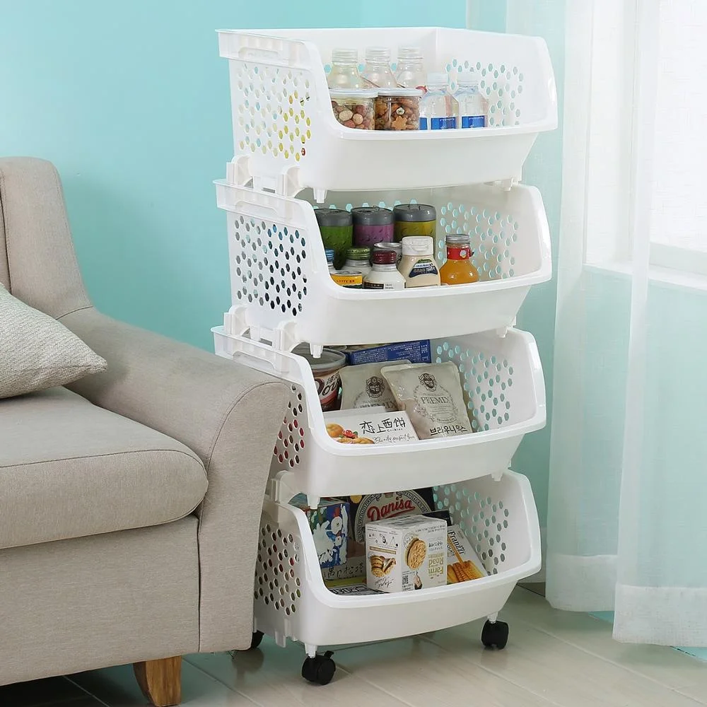
Hotsales four layers plastic storage rack kitchen wall rack 