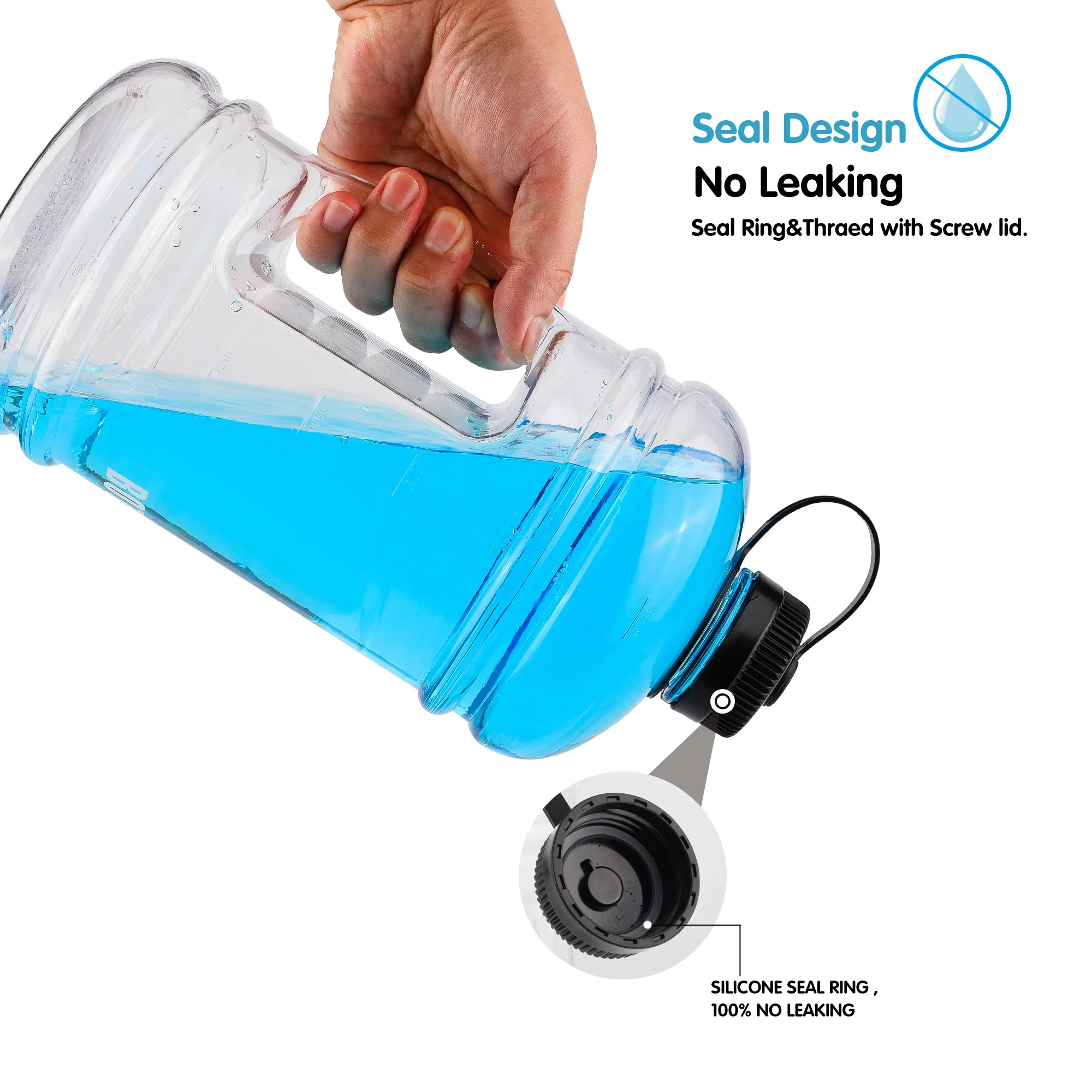 
3L Large Capacity PETG BPA-free Clear Gym Fitness Water Bottle for Sports 