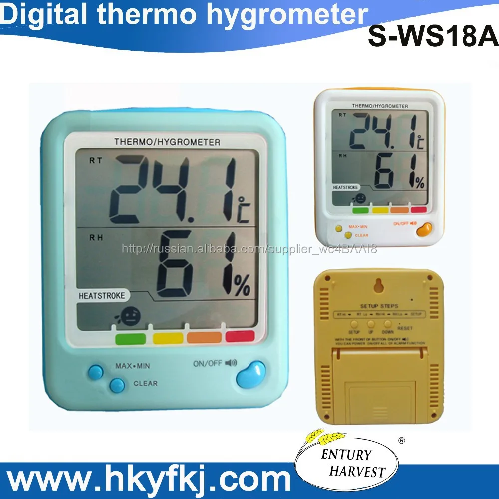 цифровые часы thermo гигрометр макс мин с датчиком влажности будильник температура в помещении сигнализация S-WS18A