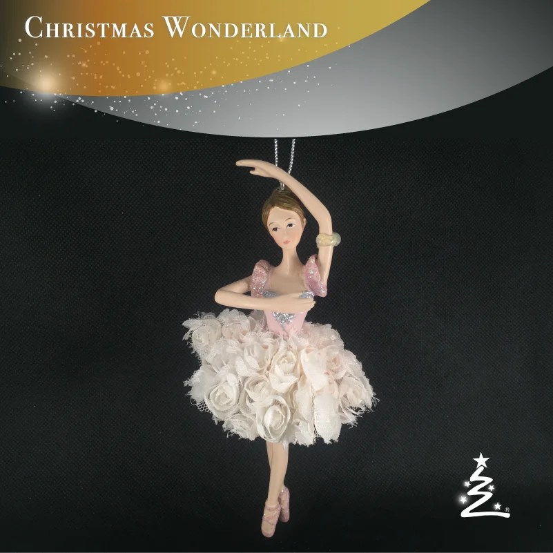 
 Рождественское украшение, розовая юбка с цветами, розовая балетная танцевальная девочка  