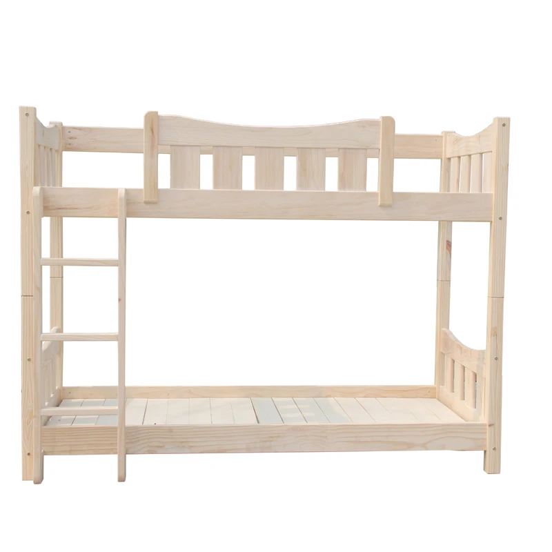 solid wood adults dormitory double bunk bed with desk