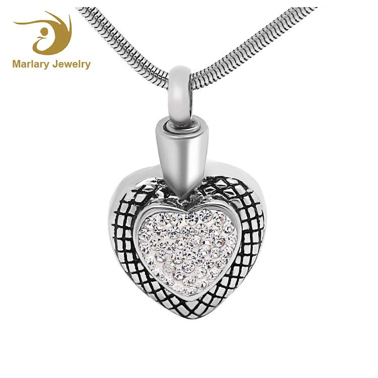 Cremation Necklace for Ashes Vintage Stainless Steel Heart Keepsake Urn Pendants Memorial HeartJewelry