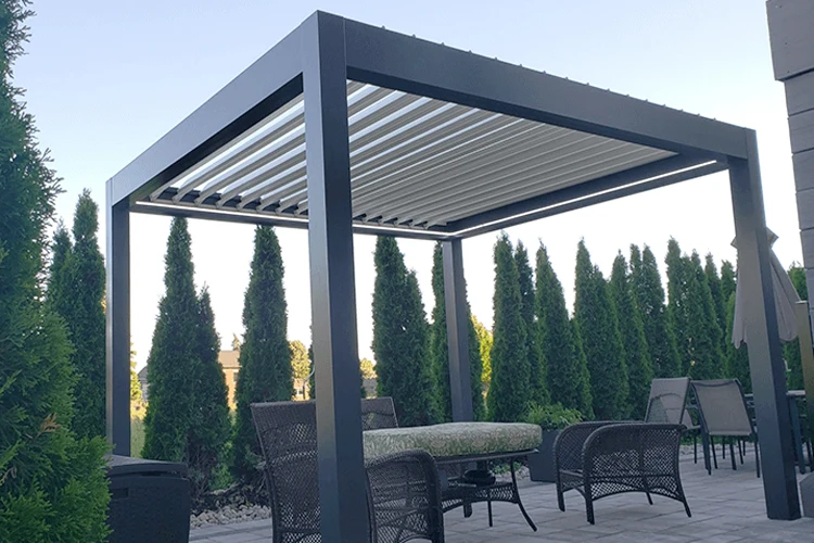 
Cheap and Elegant Retractable Powder Coating Backyard Terrace Patio Accordion Shutter Louver Bioclimatic Aluminum Pergola Price 