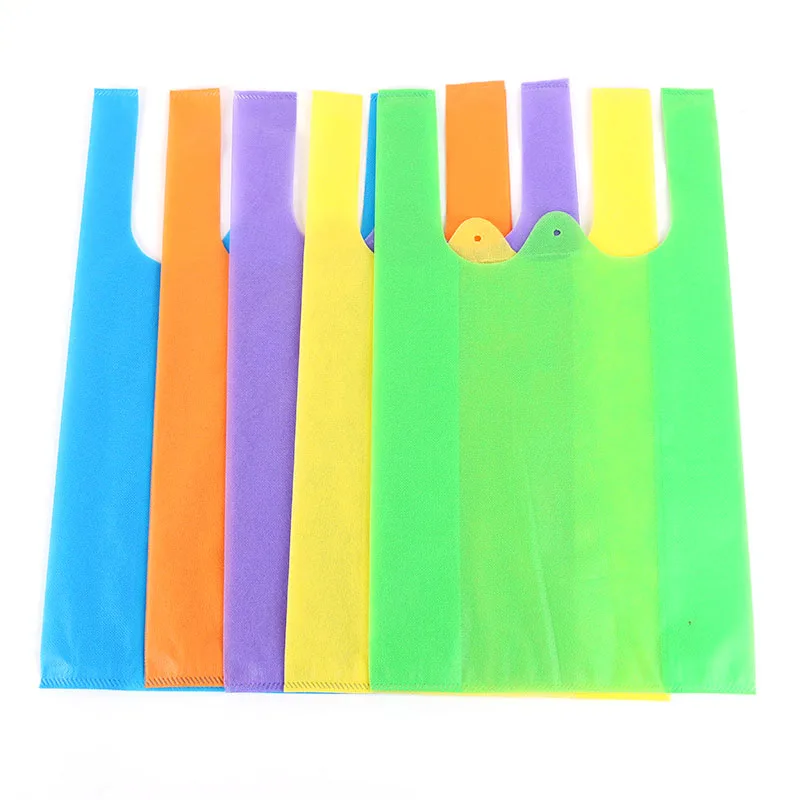 Colorful logo printed non woven t shirt bags image non woven bag for shopping